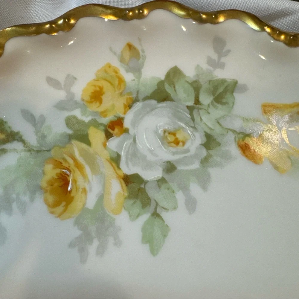 Antique Limoges Coronet Yellow Rose Plate Set 7.5”, Circa 1906-1920, HandPainted - Picture 5 of 8
